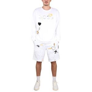 BOSS Men's Graphic Print Long Sleeve Crew Neck Sweater Men WHITE Sweaters &